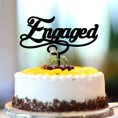Engaged Engaged Cake Toppers Acrylic Black Bride To Be Country Bachelorette Party Supplies Customize Engaged Cake Topper Engagement Gifts