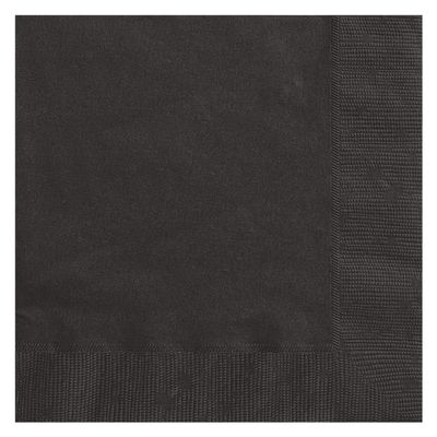 Trimming Shop Disposable Midnight Black Paper Napkins 2 Ply, 6.5" x 6.5" Solid Luncheon Napkins 20pcs, Disposable Serviettes, Tableware for Indoor, Outdoor Dining, Birthday, Wedding, Garden Party