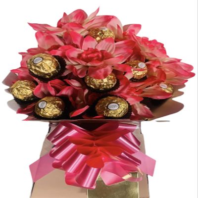 Chocolate Gift Box Hamper Ferrero Lindor lind Birthday Present Bouquet Sweets Candy Red Blue Pink Cadbury Personalised (Small)