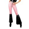 100% Latex Rubber Gummi Pink Black Pants, Bell-Bottom Pants,Pink,S view 1