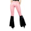 100% Latex Rubber Gummi Pink Black Pants, Bell-Bottom Pants,Pink,S view 2
