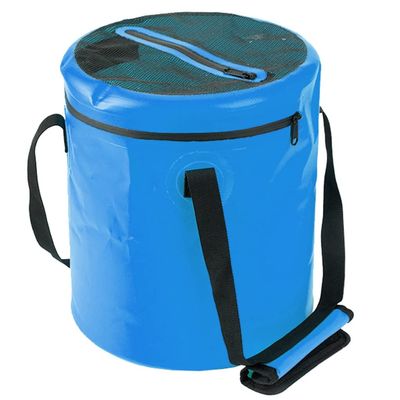 DUNAKE Collapsible Bucket With Lid,16L Collapsible Bucket Bag With Handle, Folding Water Bucket, Portable Water Container Pail For Camping, Fishing, Gardening, Outdoor (Color : Blue)