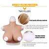 TDHLW Boobs fake Breastplate False Breasts Realistic Silicone Breast Short High-Necked Half-Body Silicone Breasts Form B-H CUP Breast Plates for Crossdressers Cosplay,White,Solid Silk Cotton E view 4
