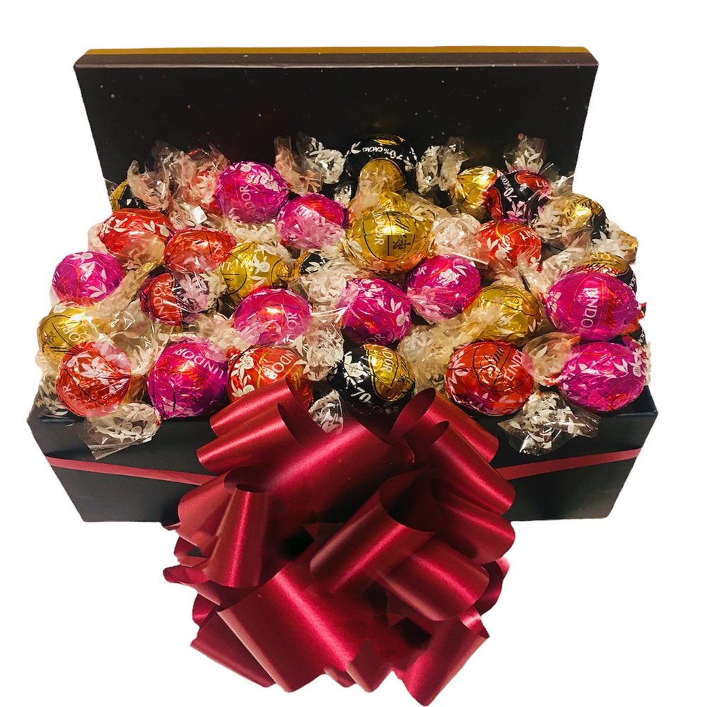 Chocolate Gift Box with Hamper Ferero Lindr Birthday Present Bouquet Sweets Candy Wedding Favour Cadbury Red Blue Dark White (Large)