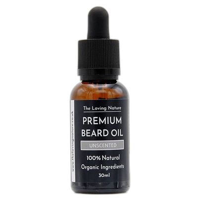 The Loving Nature Unscented Beard Oil for Men with Sensitive Skin - Organic Face Serum for Men - Premium Ingredients for Healthy Beard Growth, Beard Dandruff, Itch Relief (30ml)