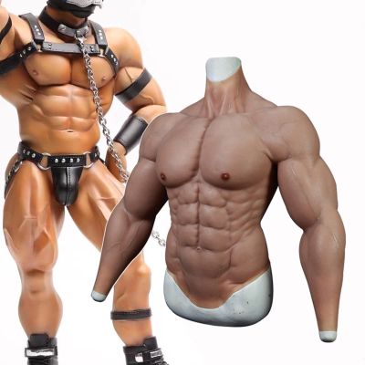 HNCXHX Silicone Muscle Chest Realistic Male Chest Vest Abdominal Muscle Simulation Skin Silicone Soft, for Cosplay Halloween Total Silicone Muscle Skin,A