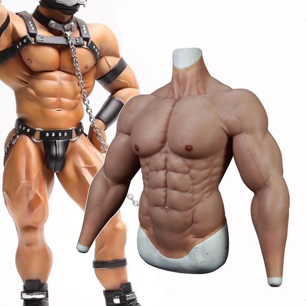 HNCXHX Silicone Muscle Chest Realistic Male Chest Vest Abdominal Muscle Simulation Skin Silicone Soft, for Cosplay Halloween Total Silicone Muscle Skin,A