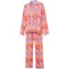 HYMCX Women 2 Piece Pleated Pants Set Floral Print Button Down Long Sleeve Shirt Blouses Tops Wide Leg Pants Streetwear (Color : Pink C, Size : L) view 4