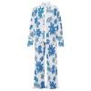HYMCX Women 2 Piece Pleated Pants Set Floral Print Button Down Long Sleeve Shirt Blouses Tops Wide Leg Pants Streetwear (Color : Light blue B, Size : L) view 4