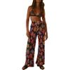HYMCX Women 2 Piece Pleated Pants Set Floral Print Button Down Long Sleeve Shirt Blouses Tops Wide Leg Pants Streetwear (Color : Black B, Size : M) view 3