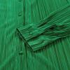 HYMCX Women 2 Piece Pleated Pants Set Floral Print Button Down Long Sleeve Shirt Blouses Tops Wide Leg Pants Streetwear (Color : Dark green, Size : S) view 4