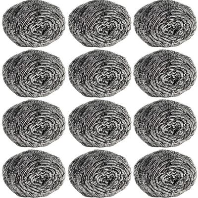 12Pcs Scourer Steel Wool Scrubber - Stainless Steel Wool for Cleaning Dishes Pans Pots Ovens Grills Scourers Pads for Kitchen Sinks Cleaning Steel Wool Pads Metal Scrubber 12 Pack