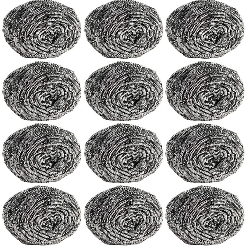 12Pcs Scourer Steel Wool Scrubber - Stainless Steel Wool for Cleaning Dishes Pans Pots Ovens Grills Scourers Pads for Kitchen Sinks Cleaning Steel Wool Pads Metal Scrubber 12 Pack