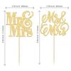 24Pcs Gold Glitter Mr & Mrs Cupcake Toppers Love Mr Mrs Bridal Shower Cupcake Picks Wedding Engagement Birthday Party Cake Decorations Supplies view 2