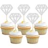 24Pcs Diamond Ring Cupcake Toppers Silver Glitter Diamond Wedding Ring Cupcake Picks for Marriage Engagement Anniversary Valentines Party Cake Decorations Supplies view 1