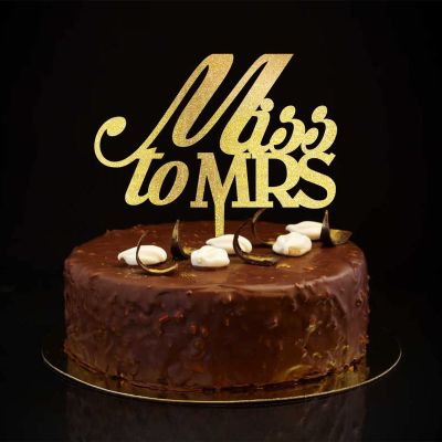 Miss To Mrs Mr & Mrs Wedding Anniversary Cake Toppers Personalized Funny Bride & Groom Cake Toppers For Wedding Bridal Shower Wedding Decor Wedding Gifts For Couple Glitter Gold
