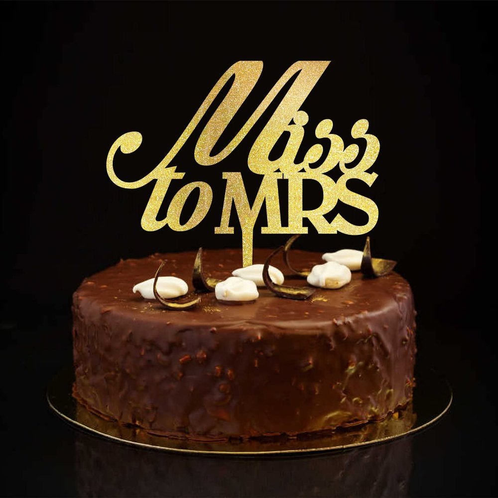 Miss To Mrs Mr & Mrs Wedding Anniversary Cake Toppers Personalized Funny Bride & Groom Cake Toppers For Wedding Bridal Shower Wedding Decor Wedding Gifts For Couple Glitter Gold