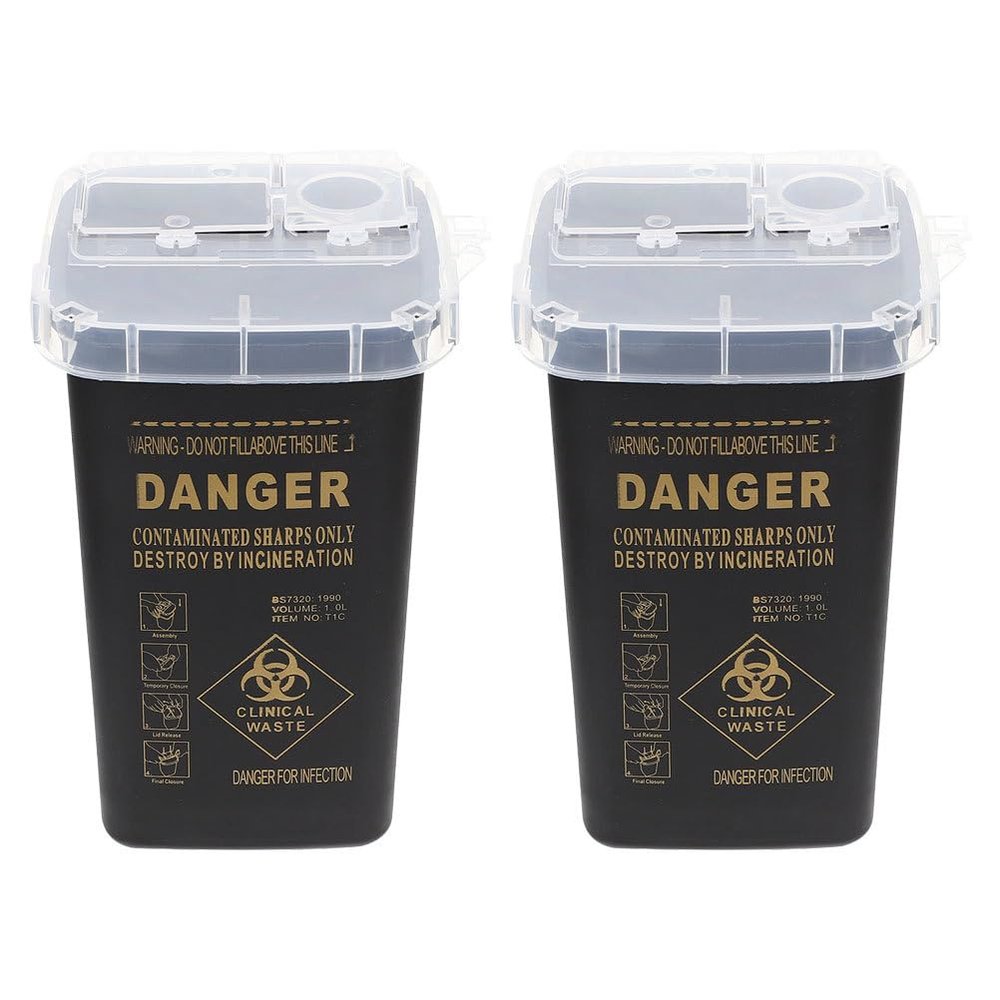 Beavorty Small Sharps Container 6.1 Inch Practical Sharps Disposal Barrel for Tattoo Shops Clinics Hospitals Medical Waste