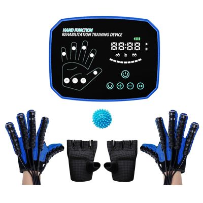 2PCS Electric Hand Rehabilitation Robot Gloves,Hemiplegia Finger Glove Rehabilitation Trainer Stroke Recovery Equipment for Left and Right Hand Promote Blood Circulation Resolve Stiff Hands (XL,Blue)