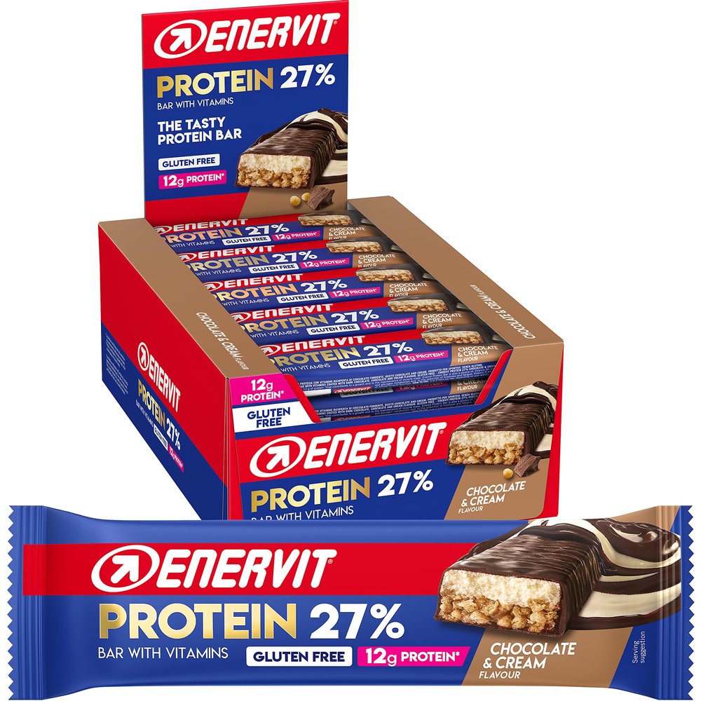 Enervit Protein Bar 27%, Chocolate & Cream, 45g x 30 Bars