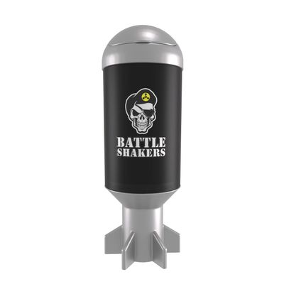 Battle Shakers Mortar Shaker Cup | Military Themed Shaker Bottle | Leak-Proof Protein Cup with Storage Compartment | Mix Protein Powders & More | Durable & Dishwasher Safe | 20 Oz Black/Silver