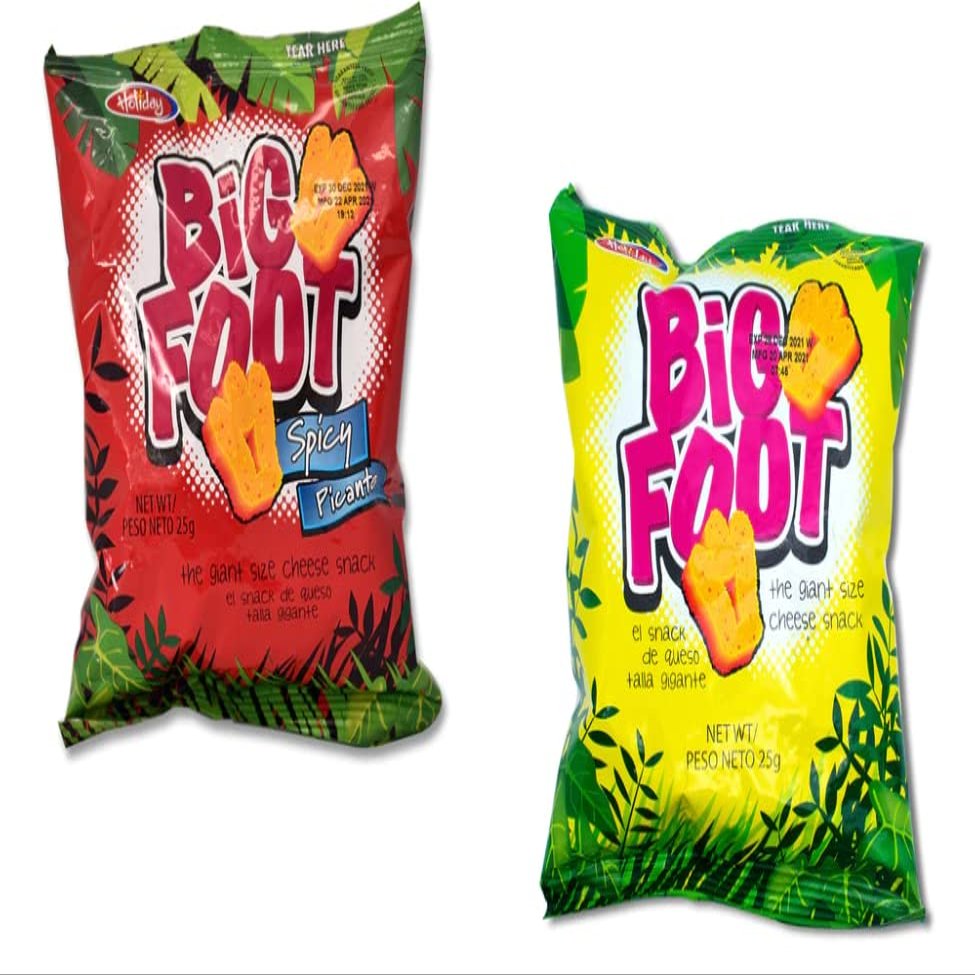 Assorted Holiday Big Foot, The Giant Cheese Snack, 3 Regular and 3 Spicy, 10.5 Oz, Pack of 6