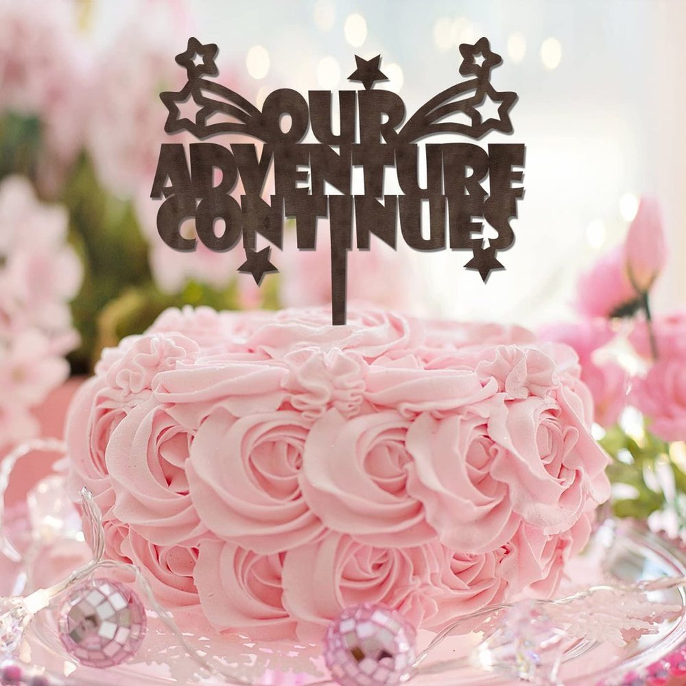 Our Adventure Continues Brown Wood Mr & Mrs Wedding Anniversary Cake Topper Customize Rustic Bride And Groom Cake Toppers For Wedding Engagement Party Supplies Engagement Gifts For Couple
