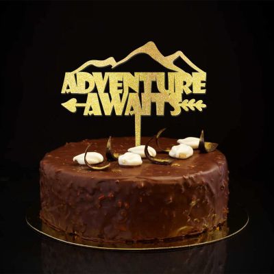 Adventure Awaits Quote Mr And Mrs Wedding Cake Topper Personalized Romance Bride & Groom Cake Topper For Wedding Anniversary Party Favors Wedding Gifts For Couple Glitter Gold