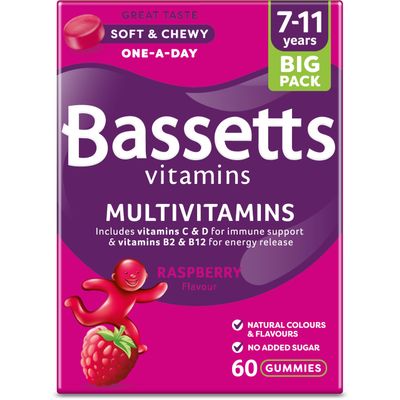 Bassetts Vitamins 7-11 Years Raspberry Flavour Multivitamins 60 Gummies