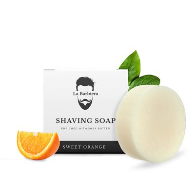 La Barbiera Solid Shaving Soap | 60g Refill Puck | Vegan and Plastic Free (Sweet Orange), Natural