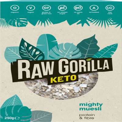 Raw Gorilla Keto Mighty Muesli 1 Pack of 250g | Low Sugar, Vegan, No Added Sugar, Low Carb 4g Net Carbs, Plant Based Breakfast Cereal with Activated Nuts, Grain & Gluten Free
