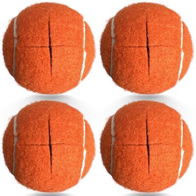 HiBallBall 4 Pack Precut Tennis Balls for Walkers, Heavy Duty Long Lasting Felt Pads for Furniture Legs and Floor Protection (Orange)