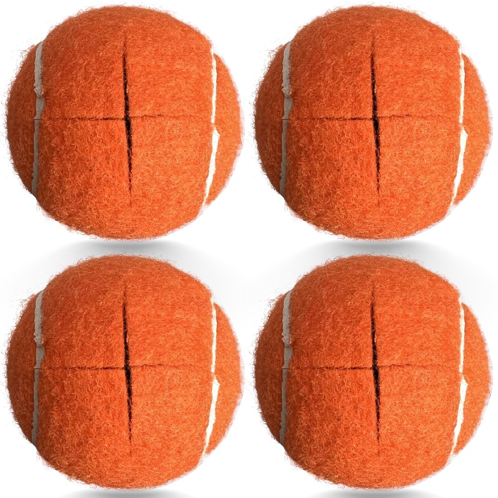 HiBallBall 4 Pack Precut Tennis Balls for Walkers, Heavy Duty Long Lasting Felt Pads for Furniture Legs and Floor Protection (Orange)