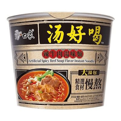 Baixiang Instant Bowl Noodle Artificial Spicy Beef Soup Flavour 107g