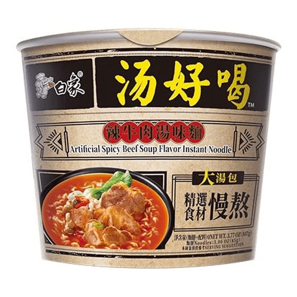 Baixiang Instant Bowl Noodle Artificial Spicy Beef Soup Flavour 107g