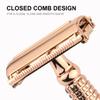 BAILI Butterfly Double Edge Safety Razor Rust-proof Reusable Manual Wet Shaving for Men Women with Mirrored Travel Case Rose Gold BD177C view 3