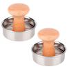 2pcs Burger Patty Maker Meat Press, Stainless Steel Meat Press Mold with Wood Handle, 2 in 1 Round Tray & Press Tool, Manual Pressure Meat Pie Burger Machine, 3.1inch Mini Burger Press view 1