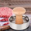 2pcs Burger Patty Maker Meat Press, Stainless Steel Meat Press Mold with Wood Handle, 2 in 1 Round Tray & Press Tool, Manual Pressure Meat Pie Burger Machine, 3.1inch Mini Burger Press view 4