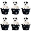 Kawailay 48 PCS Soccer Cupcake Toppers and Wrappers Sport Theme Birthday Party Cupcake Picks Soccer Cupcake Toppers Muffin Cases Wrapping Paper Cake Decor for Sports Party Kids Birthday Party view 1