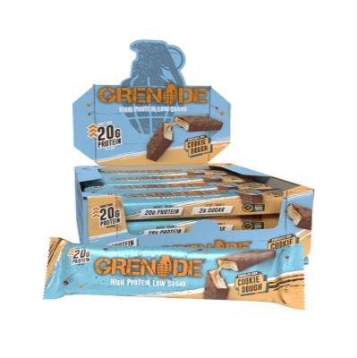 Grenade Chocolate Chip Cookie Dough High Protein, Low Sugar Bars, 12 x 60 g  21 g Protein per Snack Bar with Caramel & Milk Chocolate Coating