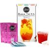 Fruit Bubble Tea Kit Gift Box | 3 Servings | Set includes Passion Fruit Syrup, Strawberry Popping Boba, Tea Bags and Paper Straws | By THE TEASHED view 1