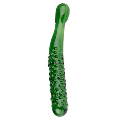 ZHANGZONG 10-Inch Green Glass Cucumber-Shaped Leisure Tool, a Sensory Tool That Stimulates the Game. Suitable for People with a Sense of Form.