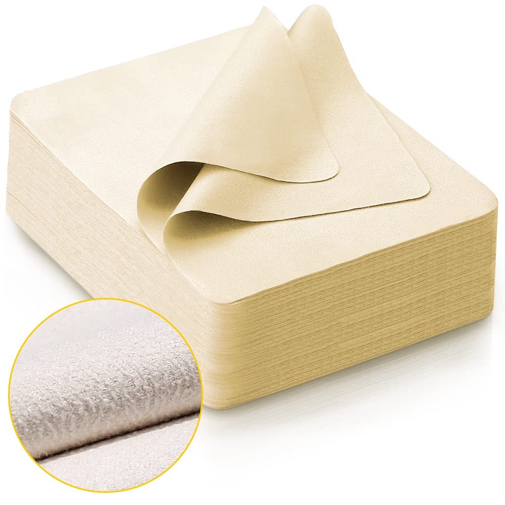 100 PCS Glasses Clean Cloth Suede, Lens Clean Cloth for Lenses, Glasses, Screens, Cameras, iPad, iPhone, Eyeglasses (6"x7", 100PCS/Light Yellow)