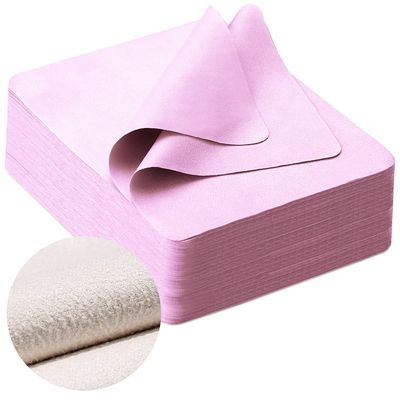 100 PCS Glasses Clean Cloth Suede, Lens Clean Cloth for Lenses, Glasses, Screens, Cameras, iPad, iPhone, Eyeglasses (6"x7", 100PCS/Pink)