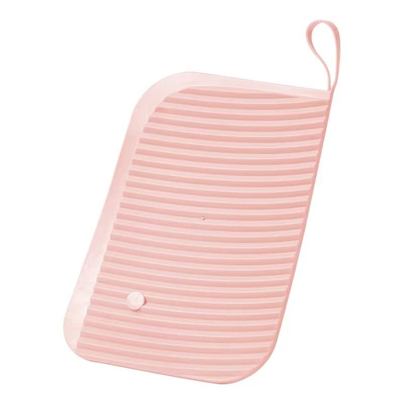 STARRY G Mini Washboard, Portable Washboard with Handle, Washing Clothes Board for Panty Socks Kids Clothing, Non-Slip Hand Wash Board, Laundry Cleaning Tool for Home Travel - Light Pink