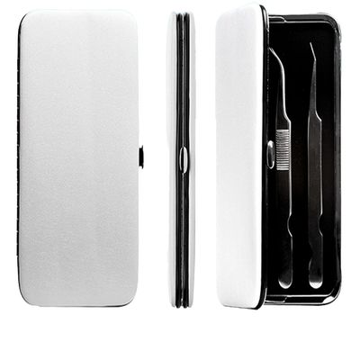 PU Leather Empty Tweezers Storage Bag Magnetic Lash Tweezers Case Anti- Organizer for Eyelash Grafting Extension Tweezers (White)