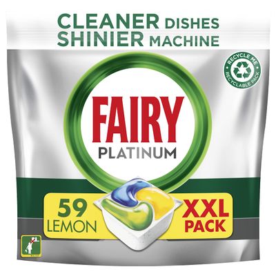 Fairy Platinum All in One Dishwasher Tablets, Lemon, 59 Capsules
