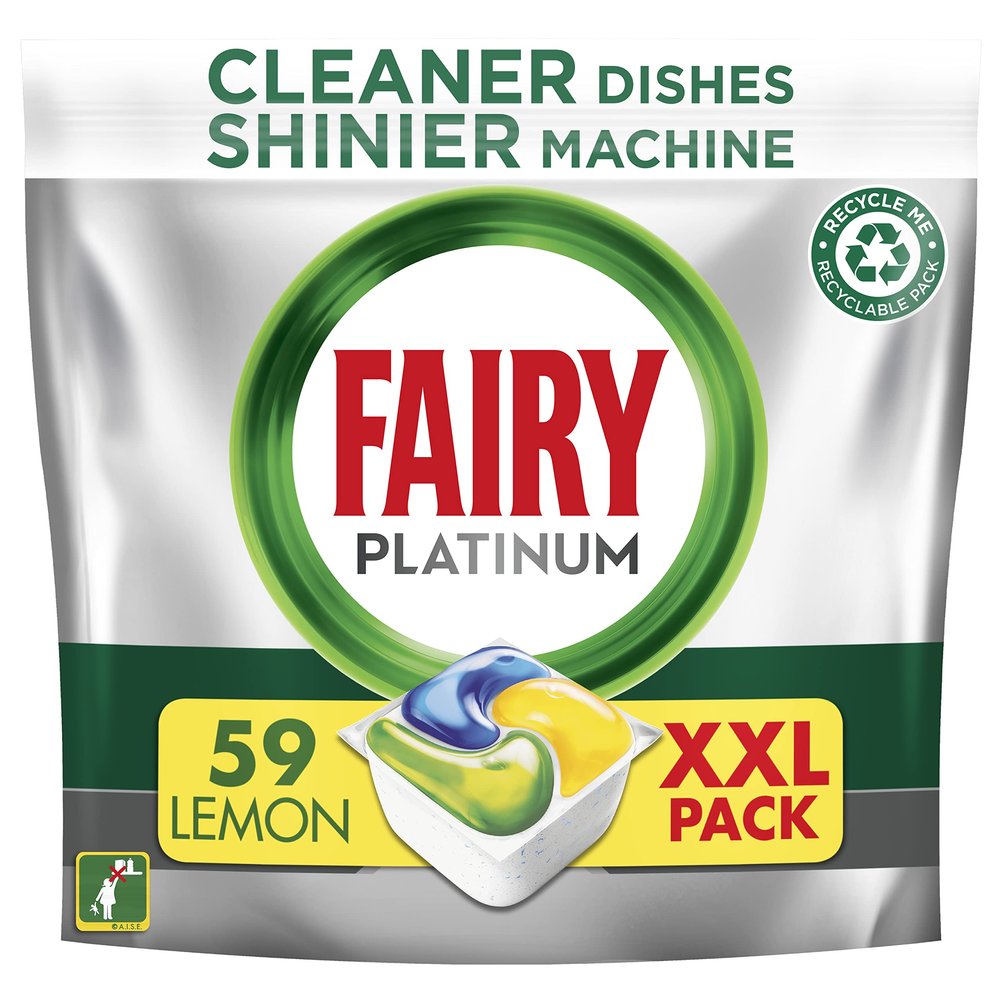 Fairy Platinum All in One Dishwasher Tablets, Lemon, 59 Capsules