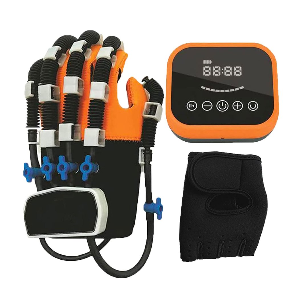 Yadlan Stroke Hemiplegia Finger Rehabilitation Trainer, Rehabilitation Robot Gloves, Hand Splint Finger Training Equipment for Hand Function Recovery(Size:Left-M)