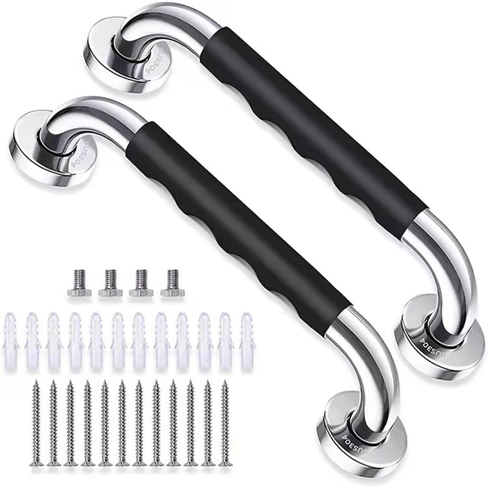 2 Packs Anti-Slip Shower Grab Bars, SUS304 Stainless Steel Bathroom Wall Mount Grab Bar Handle, Disabled Aids Handicap Elderly Senior Assist Bath Handle (43 cm)